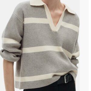 Mango Gray and Cream Striped Sweater like new